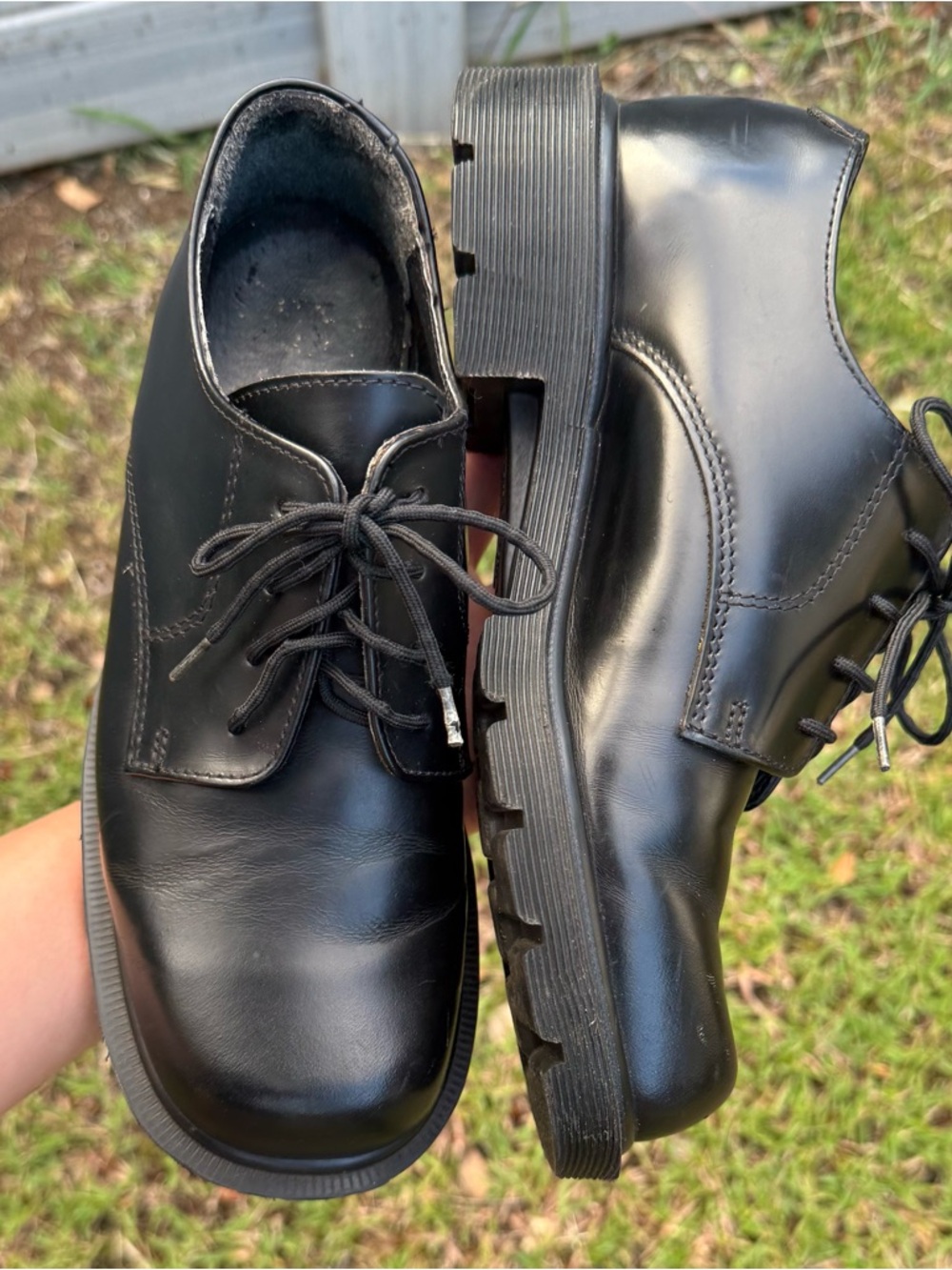 Dr. Martens Unisex Black Leather Lace-Up Derby with Lug Sole